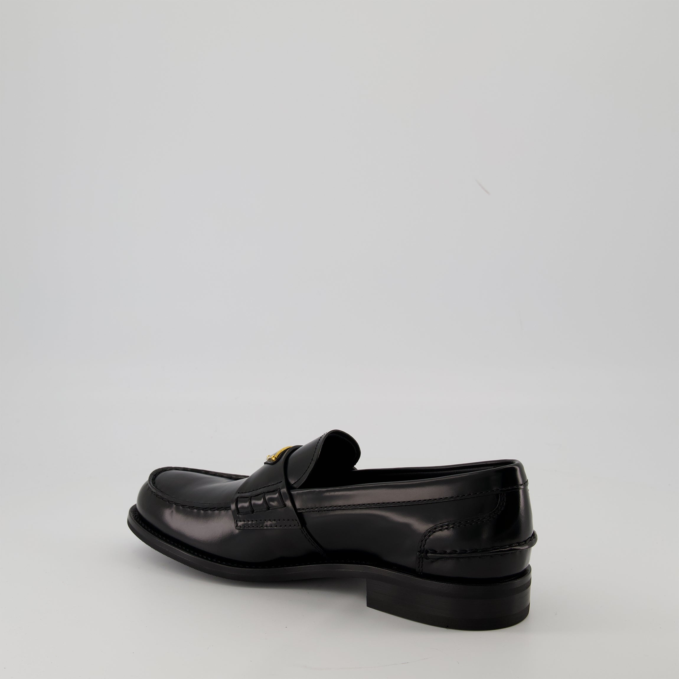 Loafers Brushed Leather Loafers Prada Black Men