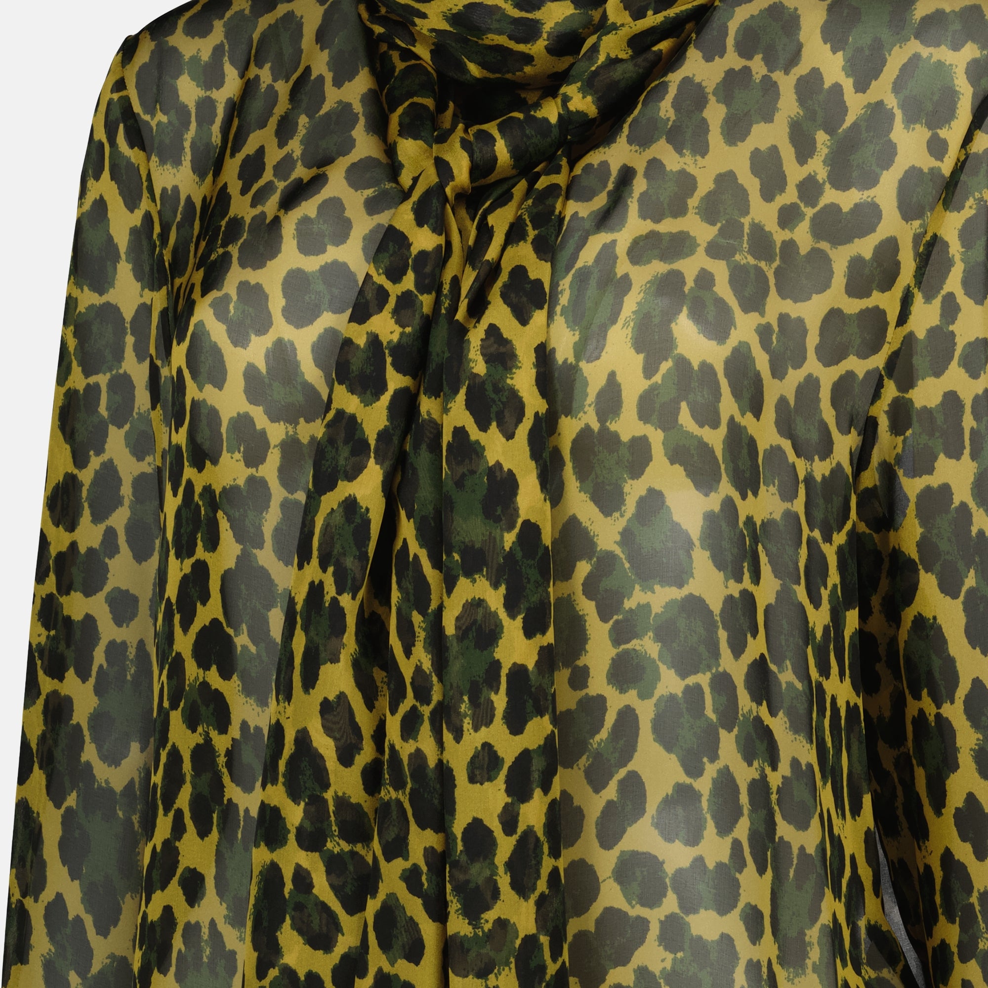 Image de l'article Blouse à col lavallière motif léopard de la marque Saint Laurent pour Femme - Saison Automne-Hiver 2025 - Vue détaillée_2