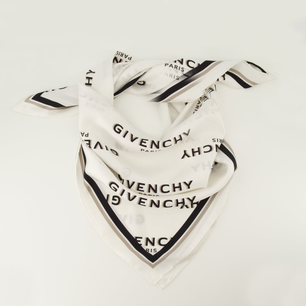 Bild des weißen Shadow-Seidenschals der Marke Givenchy für Frauen - Herbst-Winter 2025 - Detaillierte Ansicht 2