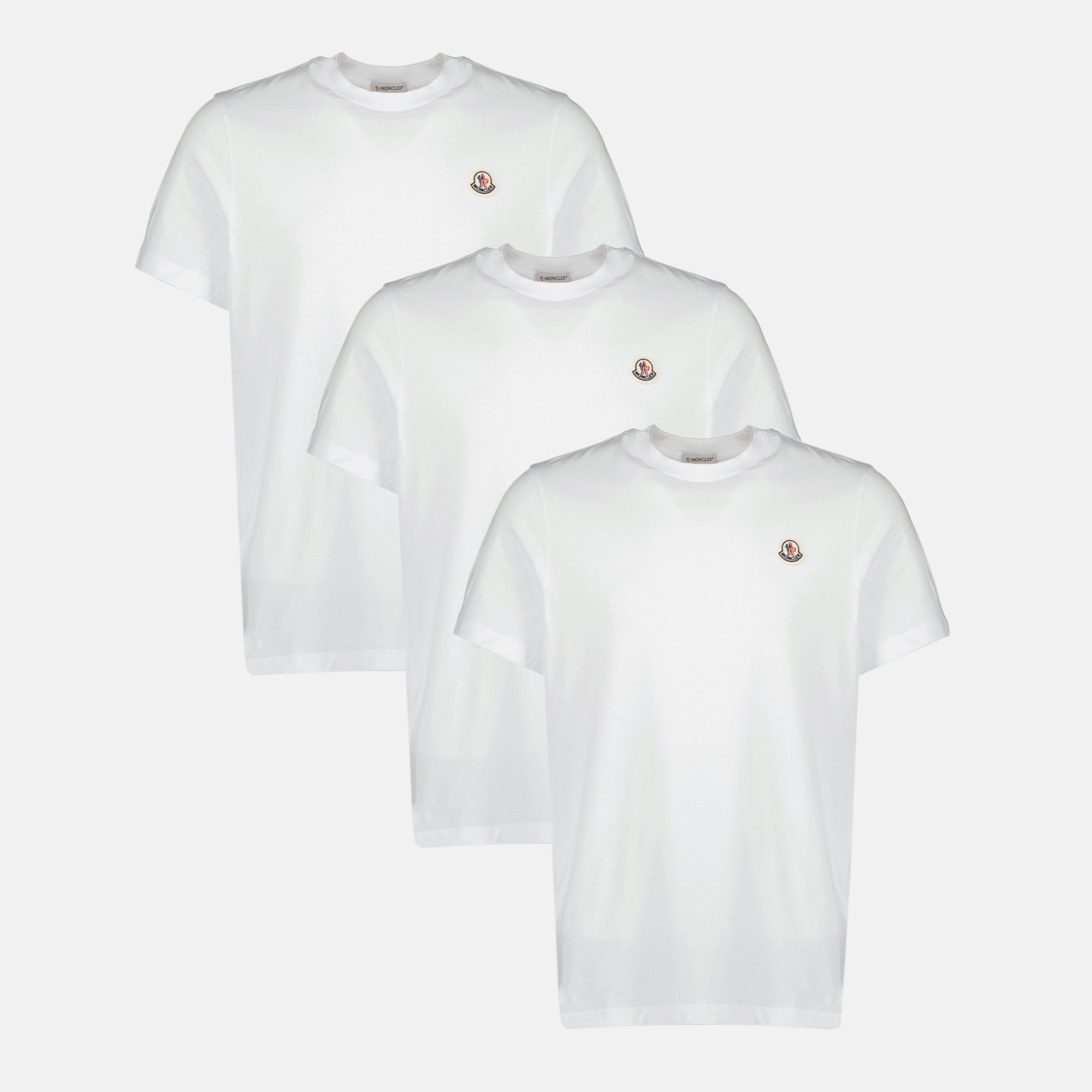 Image de l'article Lot de trois t-shirts blanc de la marque Moncler pour Homme - Saison Printemps-Été 2026 - Vue de Face