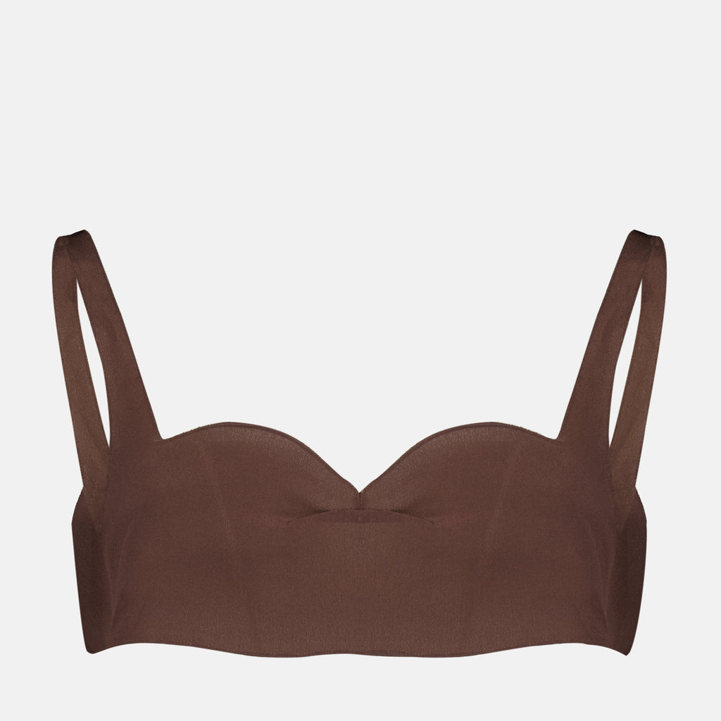 Tops Top marron en crêpe de chine Prada Marron Femme