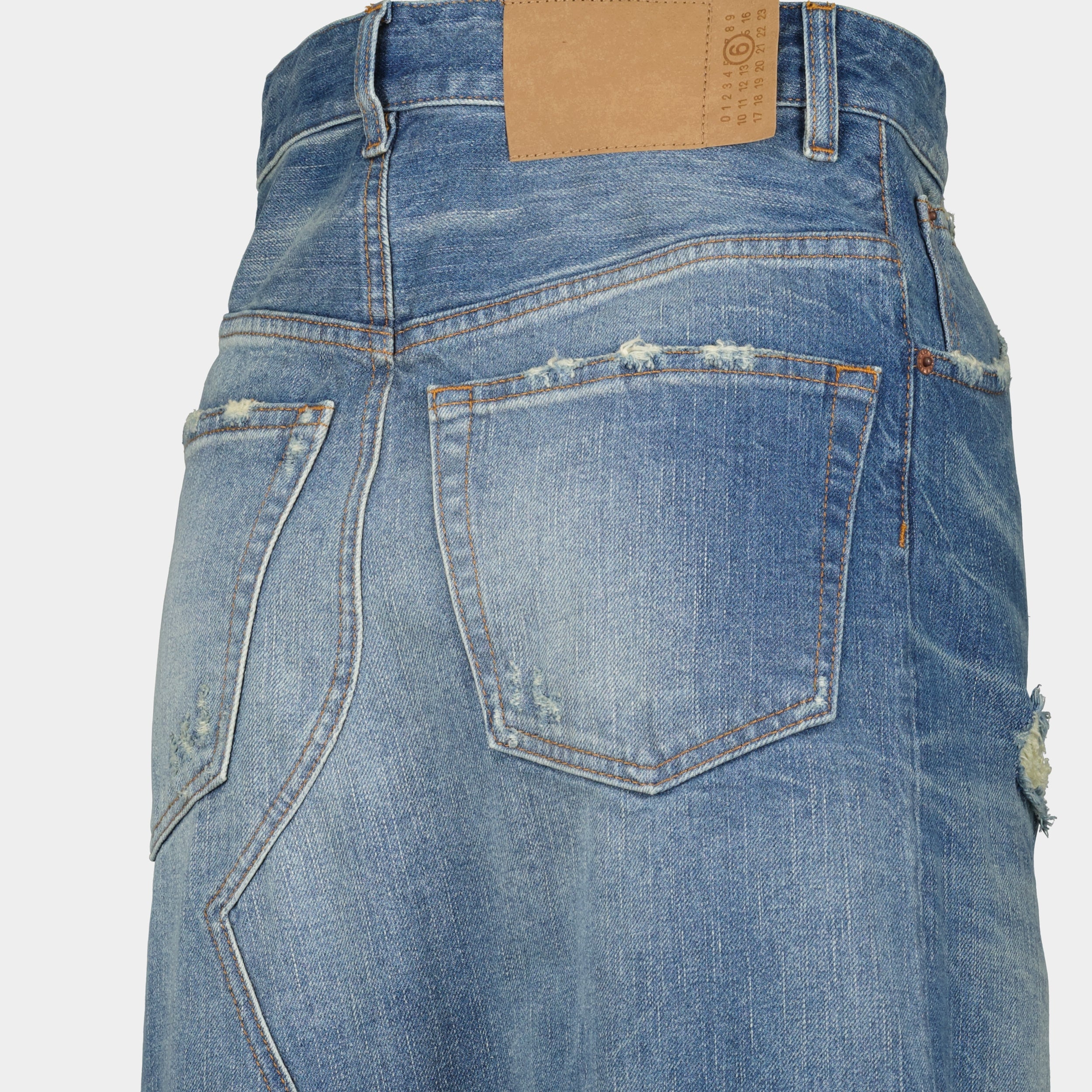 Röcke Abgenutzter langer Rock Mm6 Blau Femme