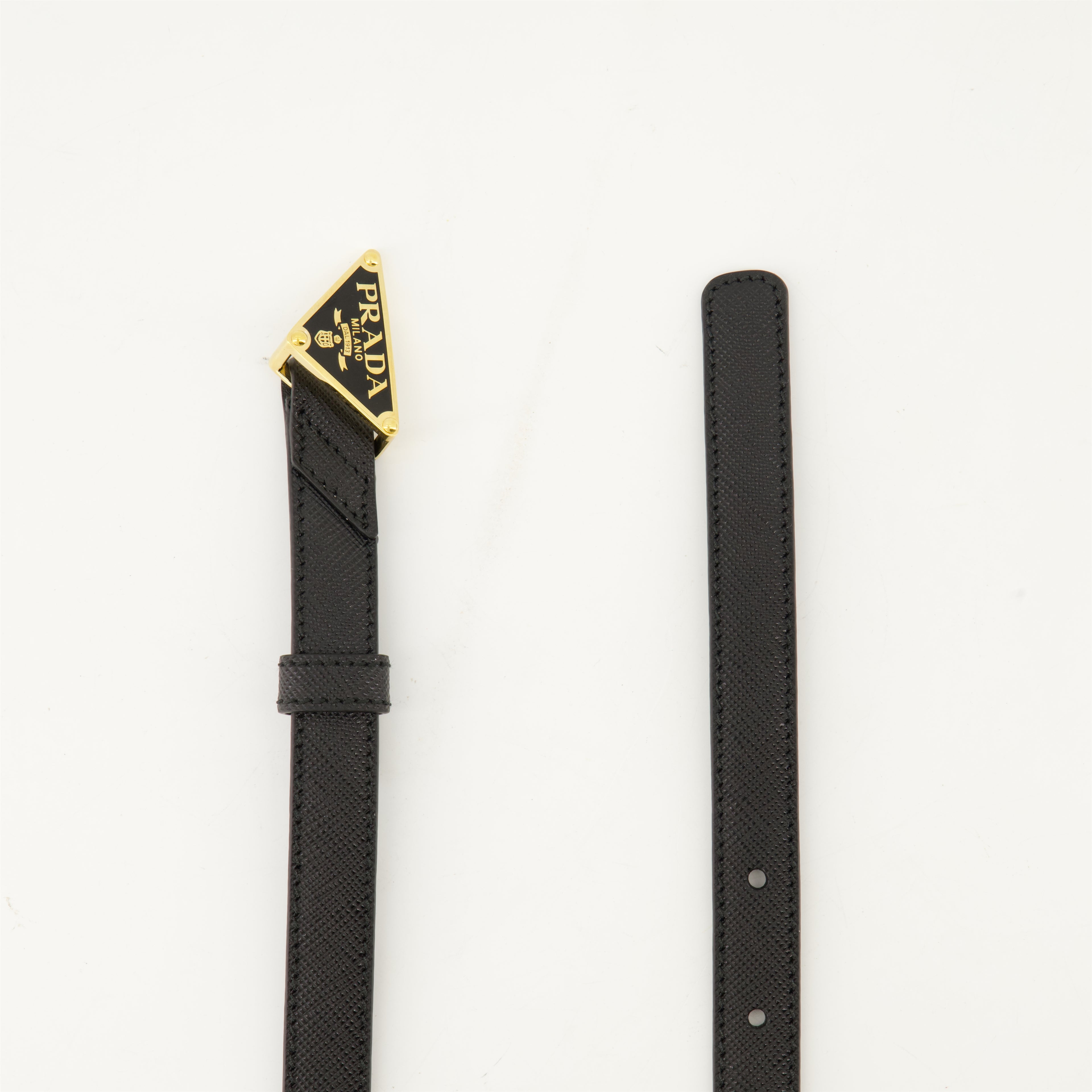 Ceintures Ceinture fine Saffiano Prada Noir Femme