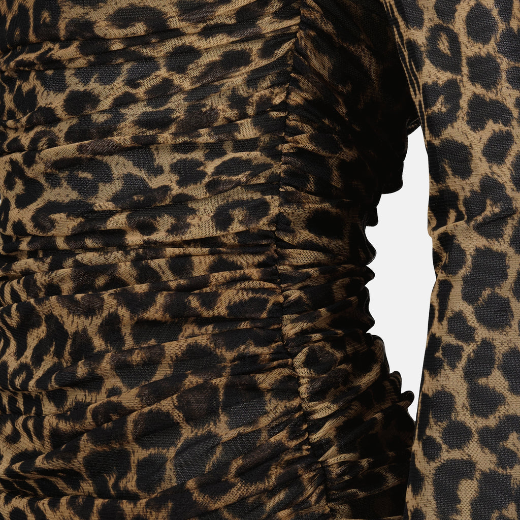 Bild des Artikels Kurzes Leoparden-Tüllkleid von Saint Laurent für Damen - Herbst-Winter 2025 - Detailansicht_1