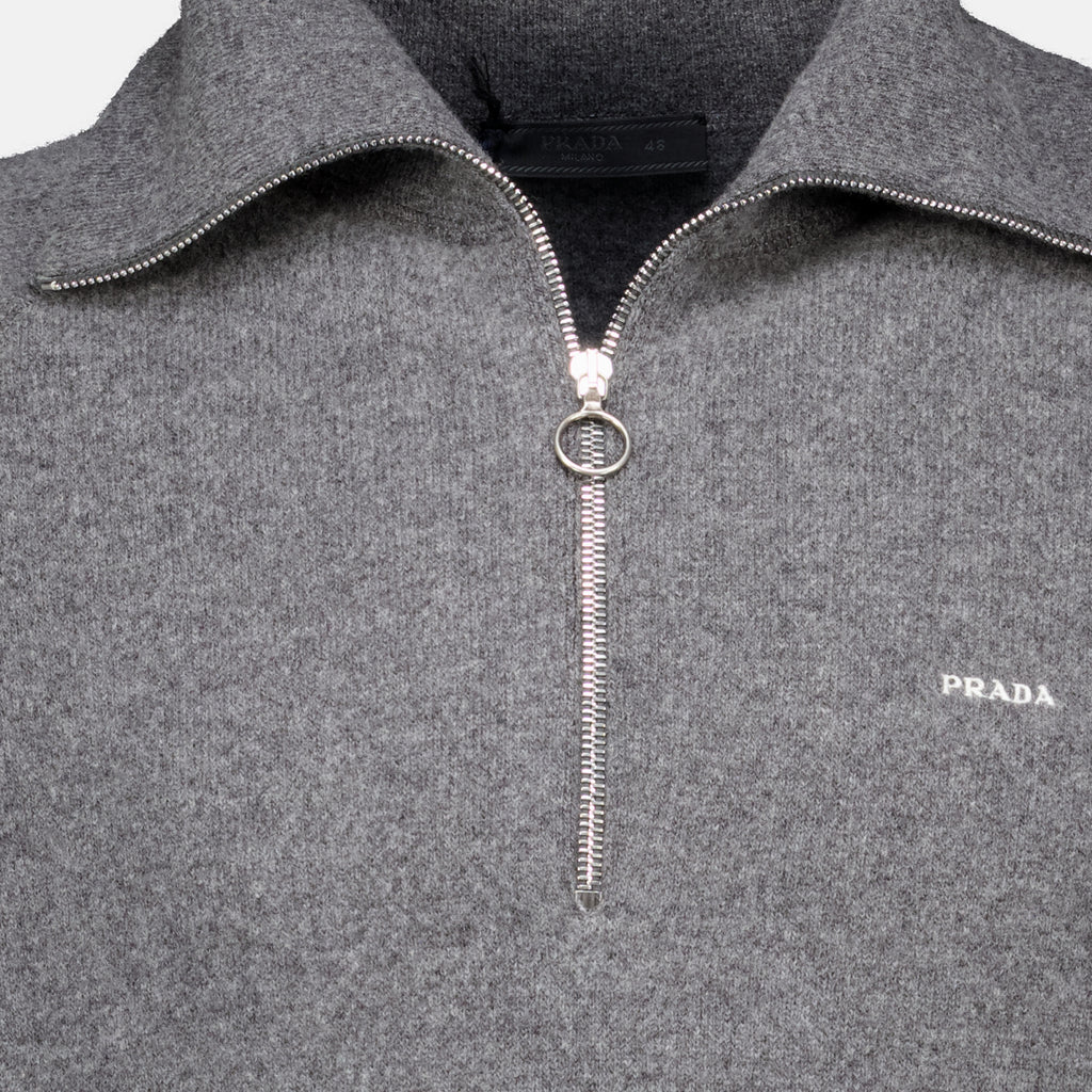 Maille Polo in Lana e Cashmere Grigia Prada Gris Homme