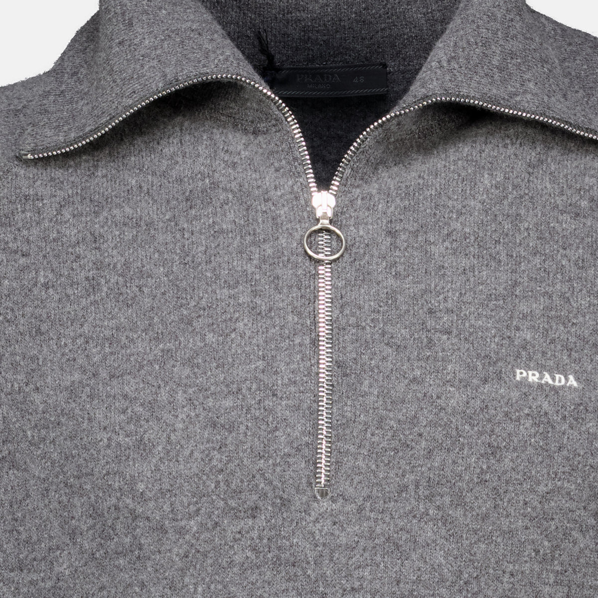 Maille Polo en laine et cachemire gris Prada Gris Homme