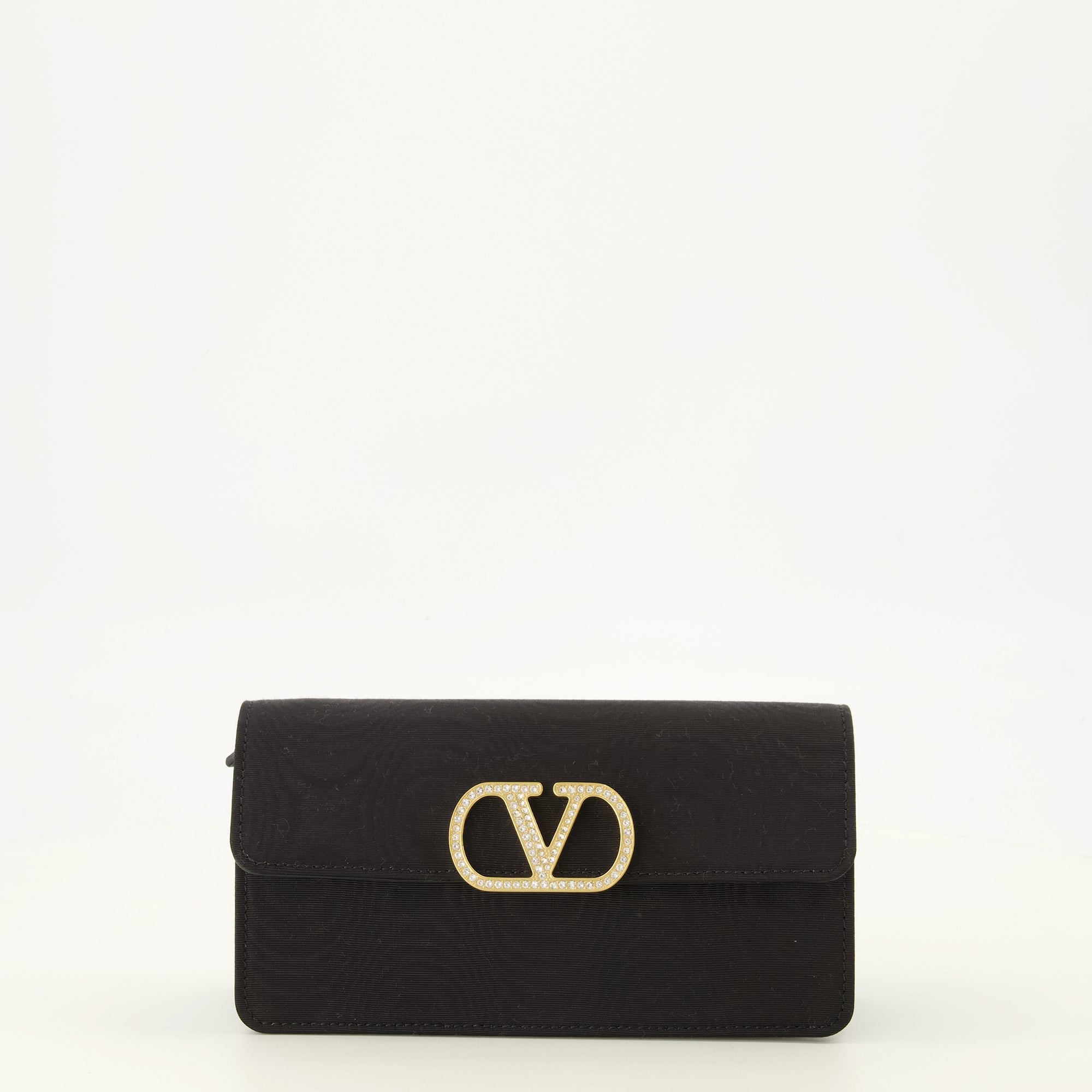 Petite maroquinerie VLogo チェーンウオレット ブラックファブリック Valentino Garavani Noir Femme