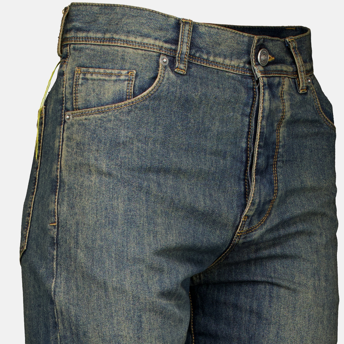 Pantalons Jean droit à coutures jaunes contrastantes Fendi Bleu Femme