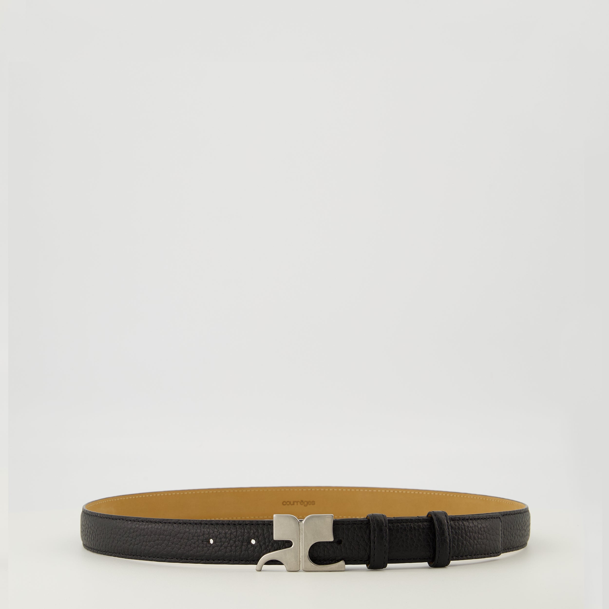 Image of the item Black leather AC belt by Courrèges for Men - Spring-Summer 2026 - Front View