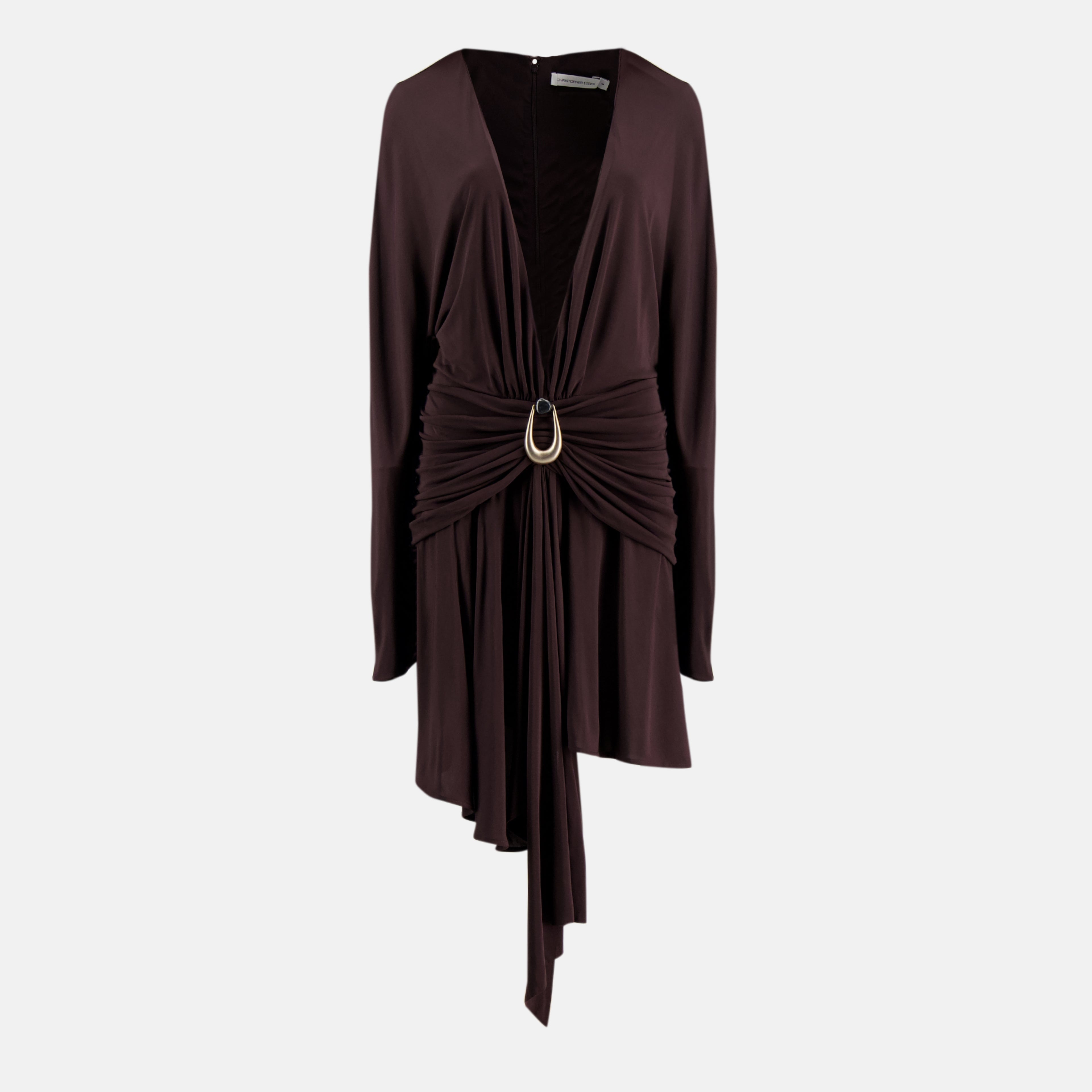Draped Brown Short Dress Christopher Esber - Women myCompaero Draped Brown Short Dress Christopher Esber - Women myCompaero