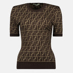 Camisetas Sweater de Algodão FF Fendi Marrom Femme