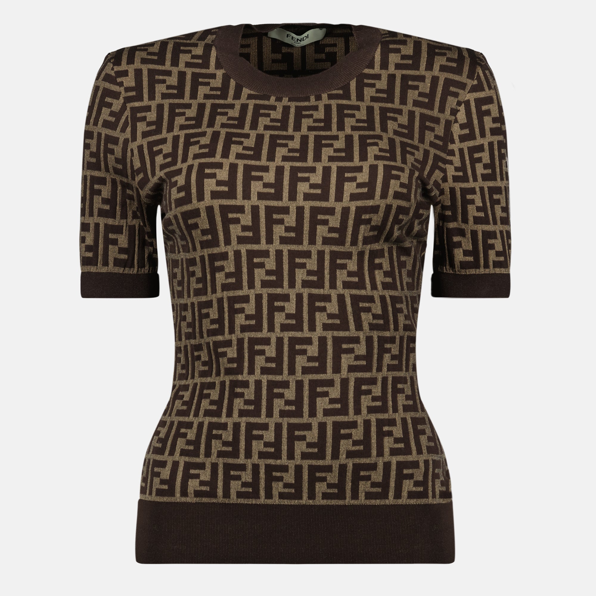 Camisetas Suéter de algodón FF Fendi Marrón Femme