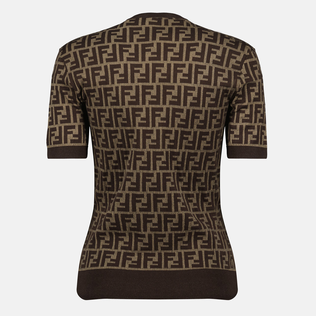 Camisetas Suéter de algodón FF Fendi Marrón Femme