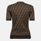 Camisetas Sweater de Algodão FF Fendi Marrom Femme