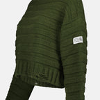 Knitwear Worn Effect Sweater Mm6 Khaki Femme