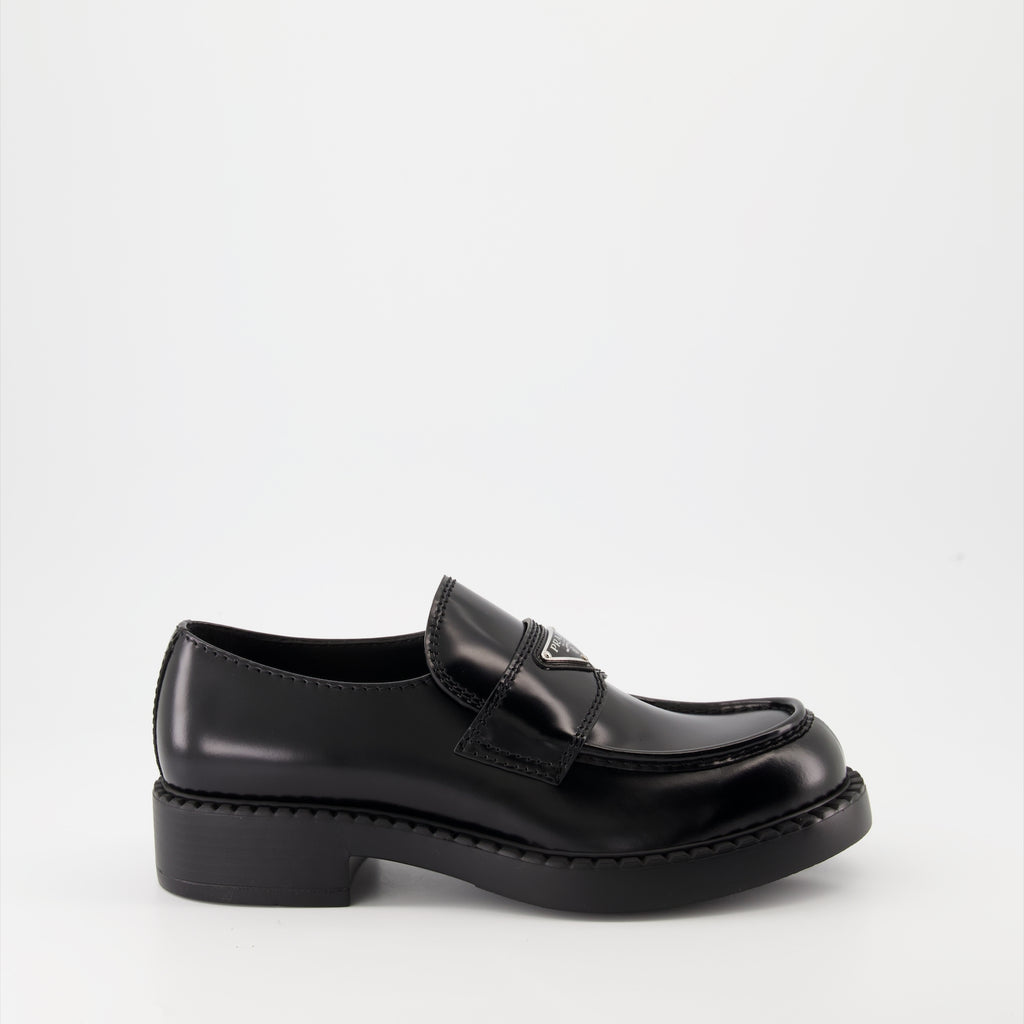Loafers Leather Loafers Prada Black Homme