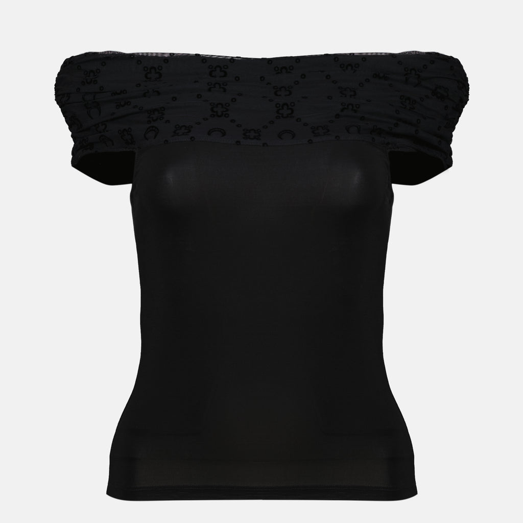 Tops ブラックドレープトップ Marine Serre Noir Femme