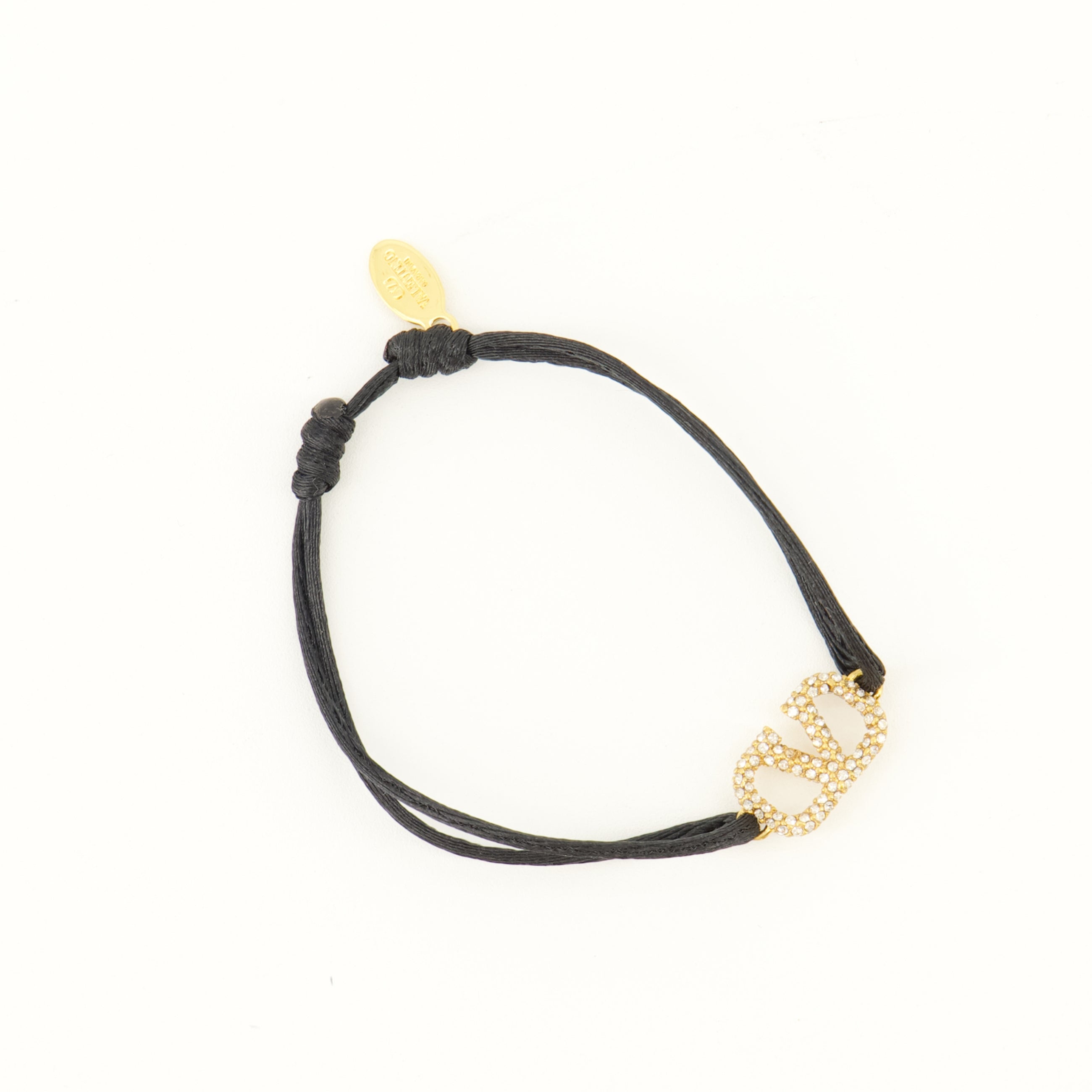 Bijoux VLogo Bracelet in Cotton and Swarovski® Crystals Valentino Garavani Noir Femme