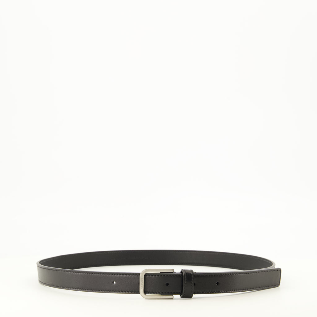 Ceintures Feiner schwarzer glatter Leder-Gürtel Saint Laurent Noir Homme