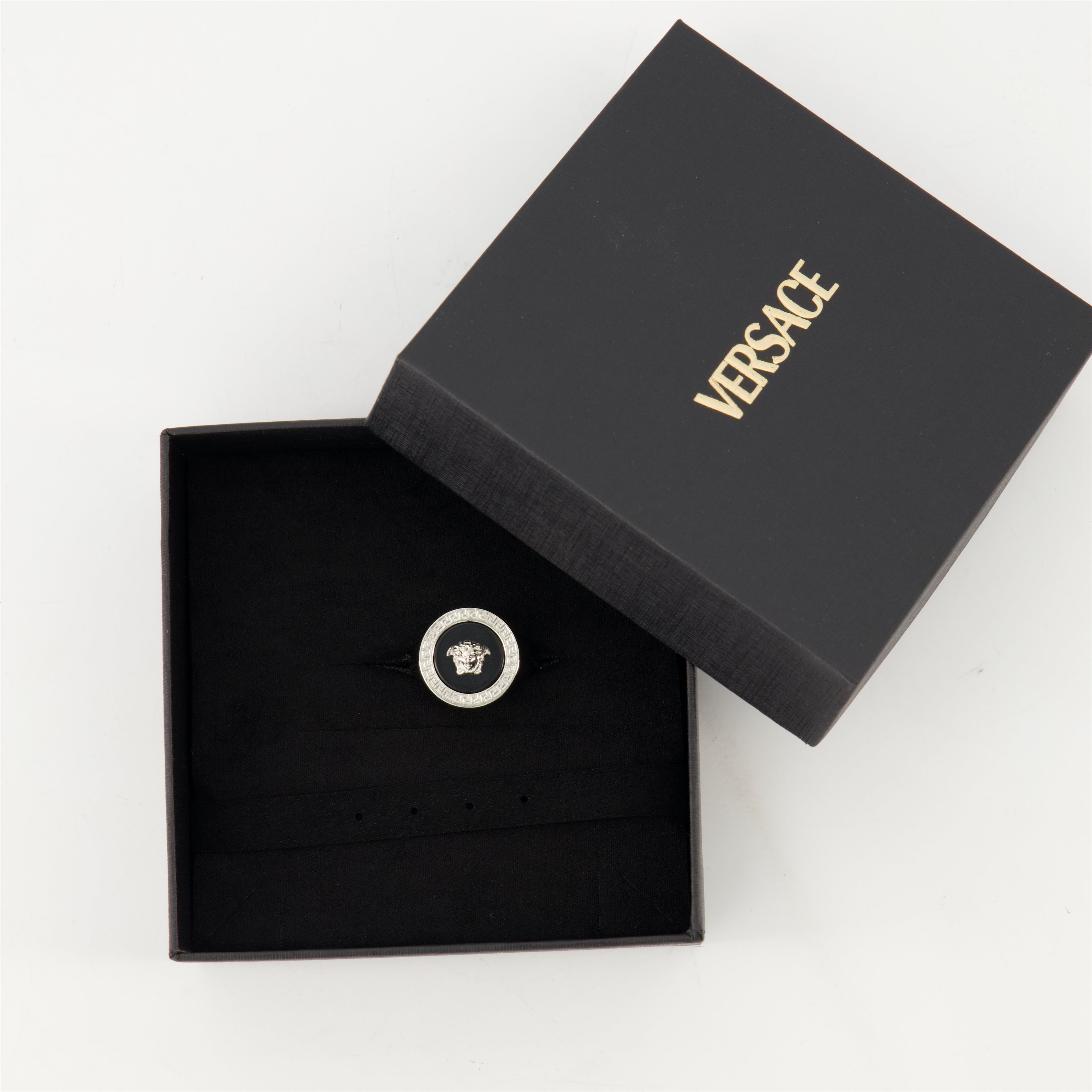 Bijoux Bague Medusa Versace Noir Homme