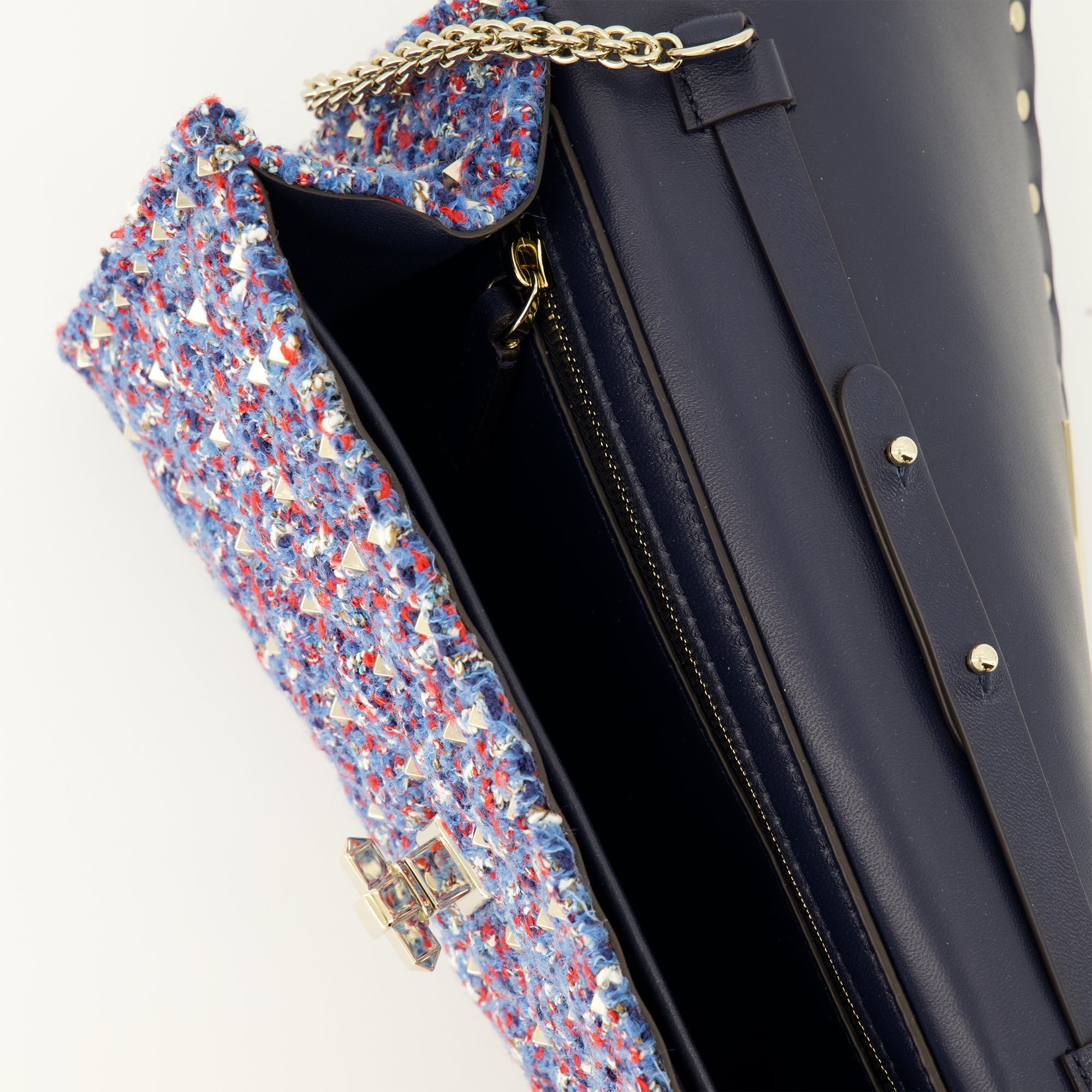 Sacs à main et épaule ロックスタッドスパイクツイードポーチ Valentino Garavani Violet Femme