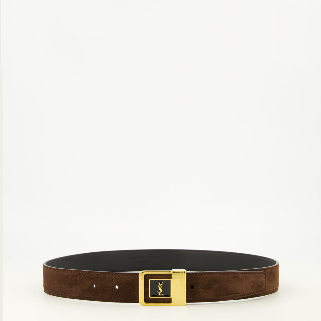 Ceintures 66 Belt in Brown Suede Saint Laurent Marron Femme