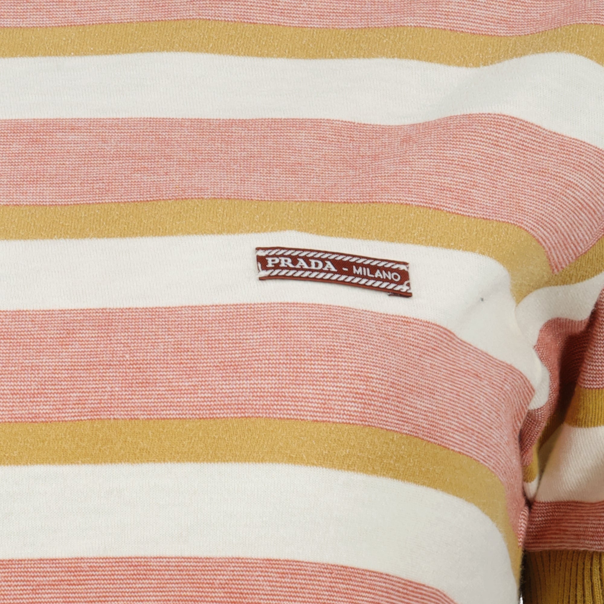 Image de l'article T-shirt à rayures rose de la marque Prada pour Femme - Saison Printemps-Été 2026 - Vue détaillée_2