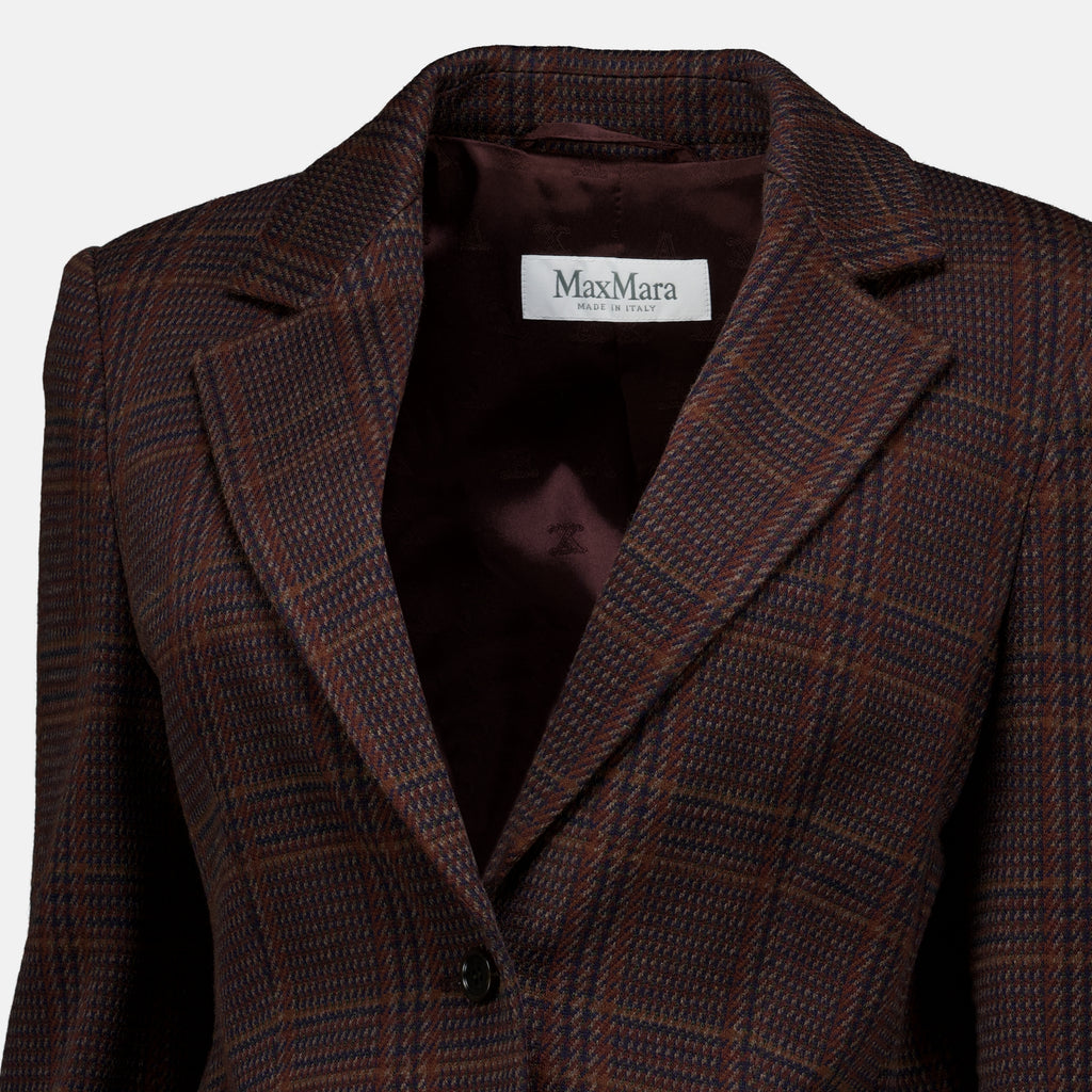 Vestes Blazer à carreaux en laine Max Mara Marron Femme