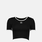Imagen del top corto Moon negro de la marca Marine Serre para mujer - Temporada Otoño-Invierno 2025 - Vista Frontal