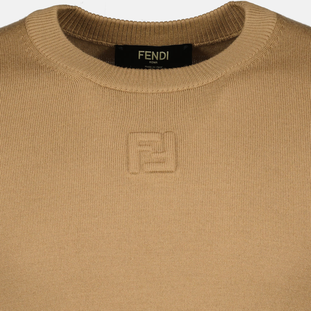 Maille Maglione in Lana Marrone Fendi Marron Homme