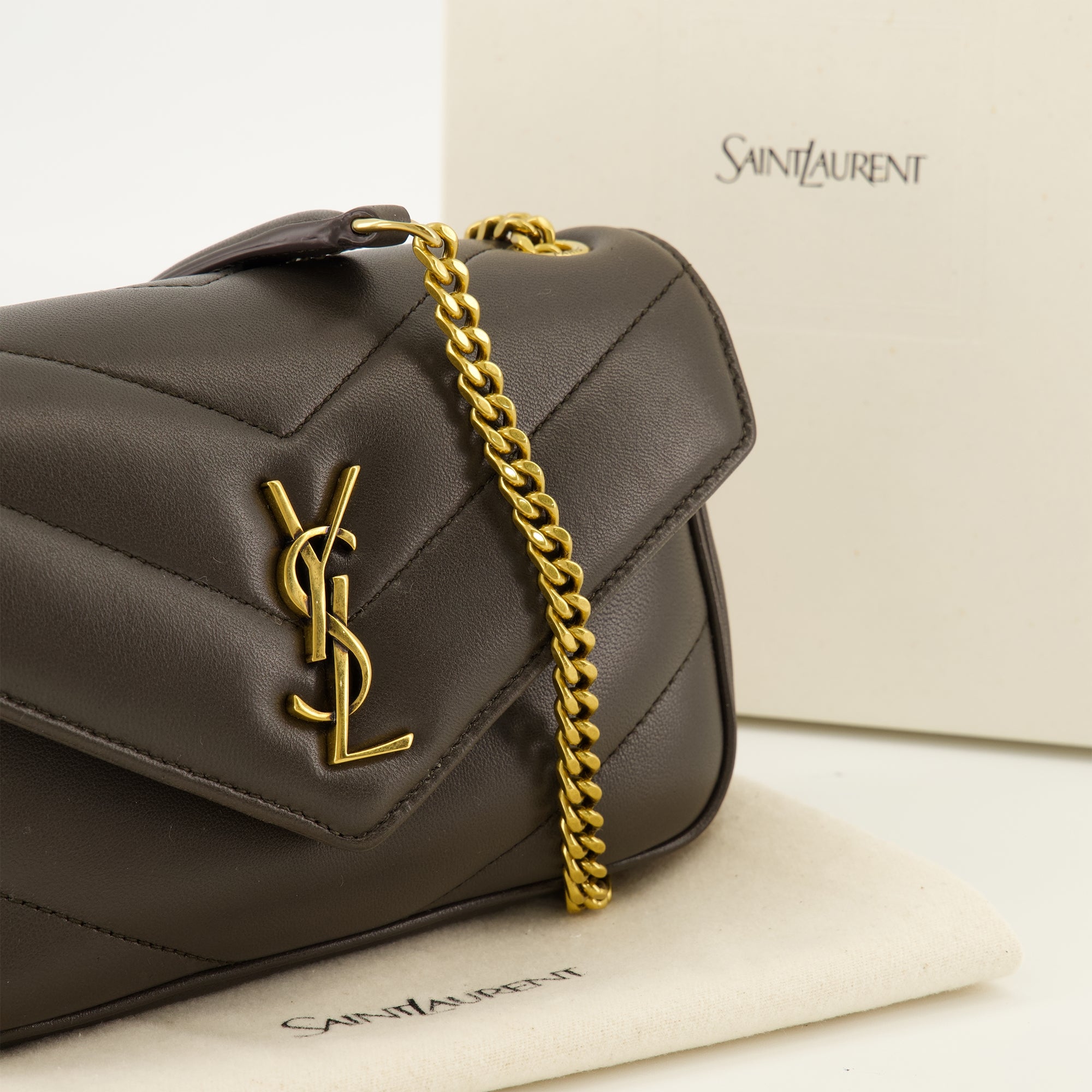 Sacs bandoulière Bolso Mini Loulou de Cuero Marrón Saint Laurent Marron Femme