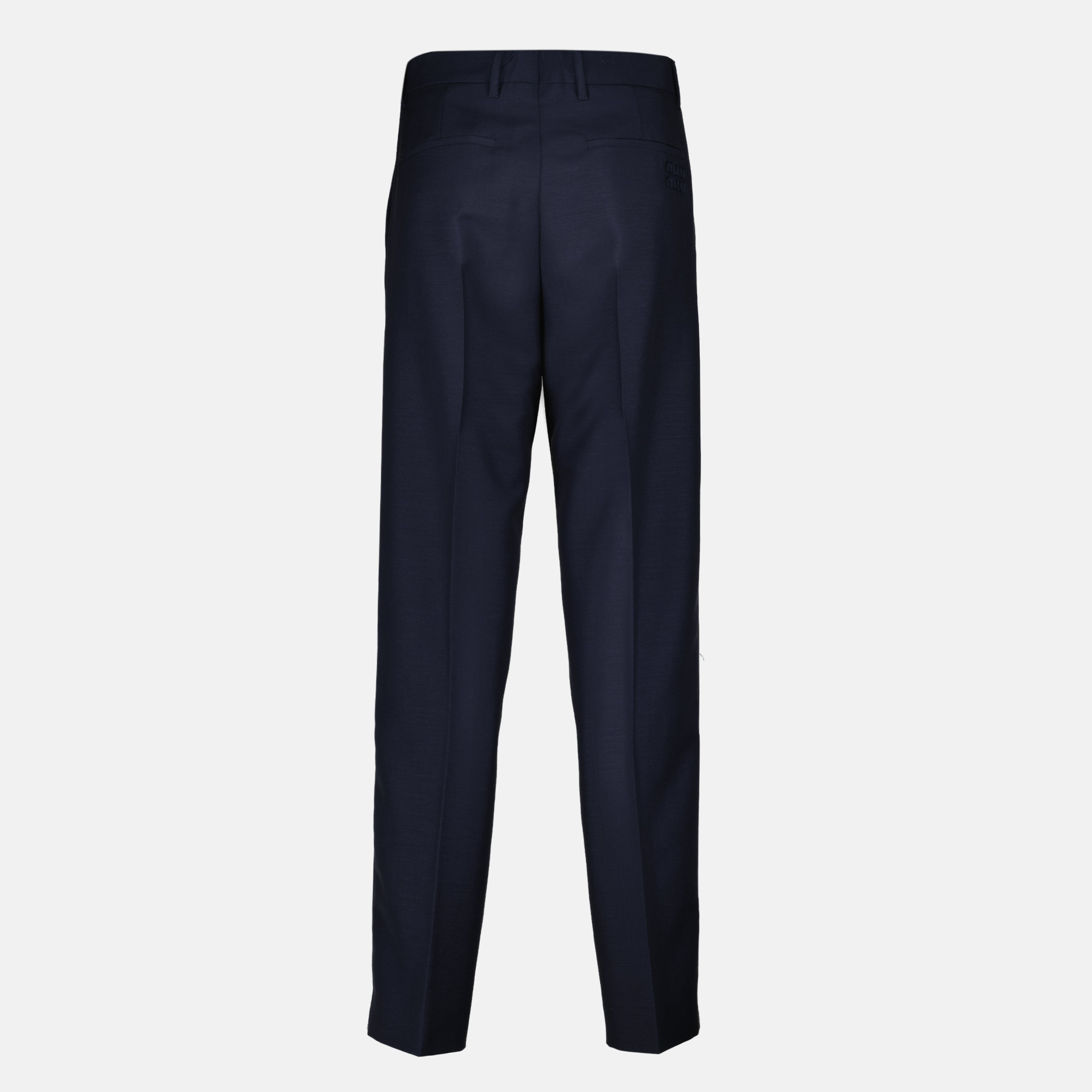 Pantalons Pantalon cigarette bleu foncé en laine Miu Miu Bleu foncé Femme