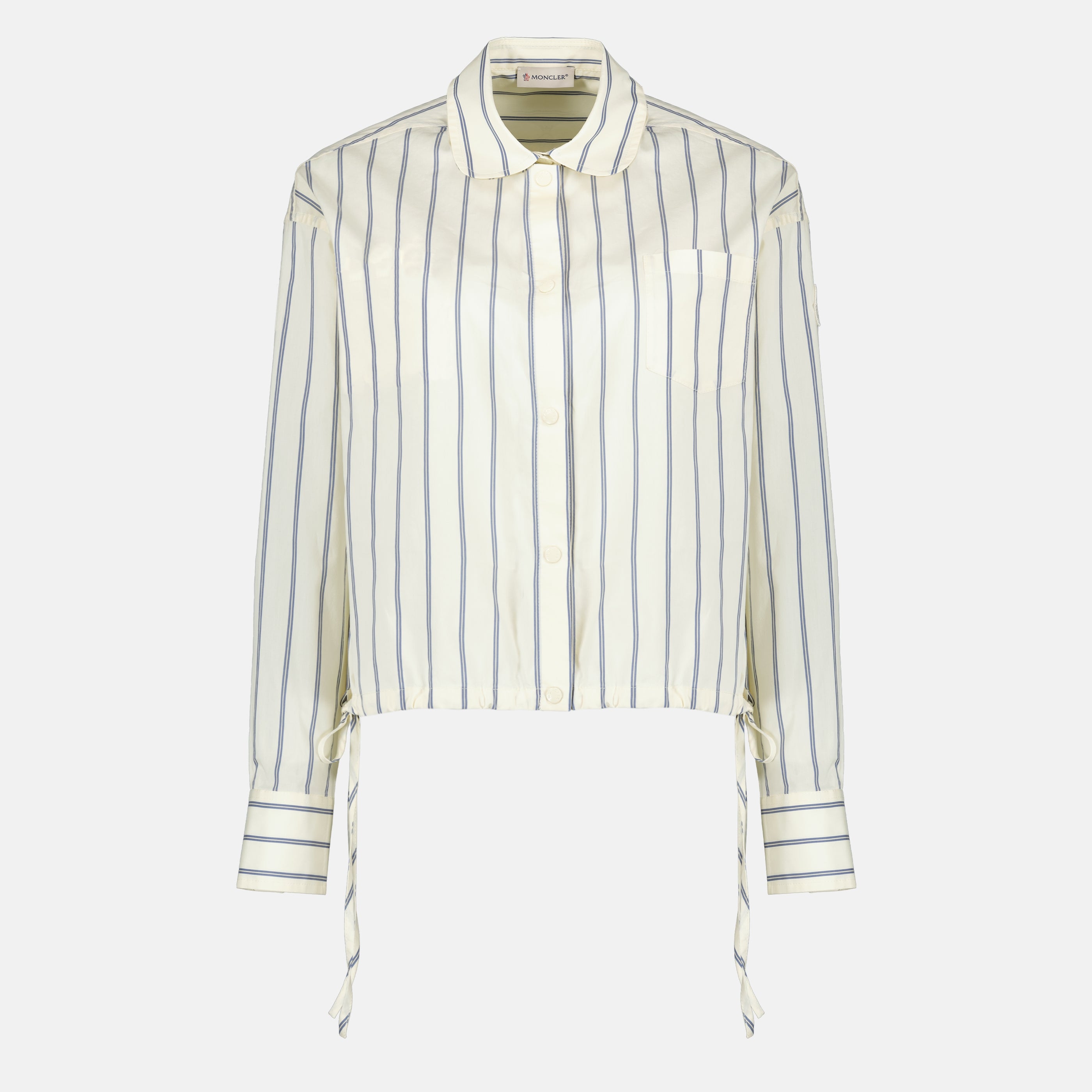 Chemises Chemise rayée en coton et soie Moncler Blanc Femme