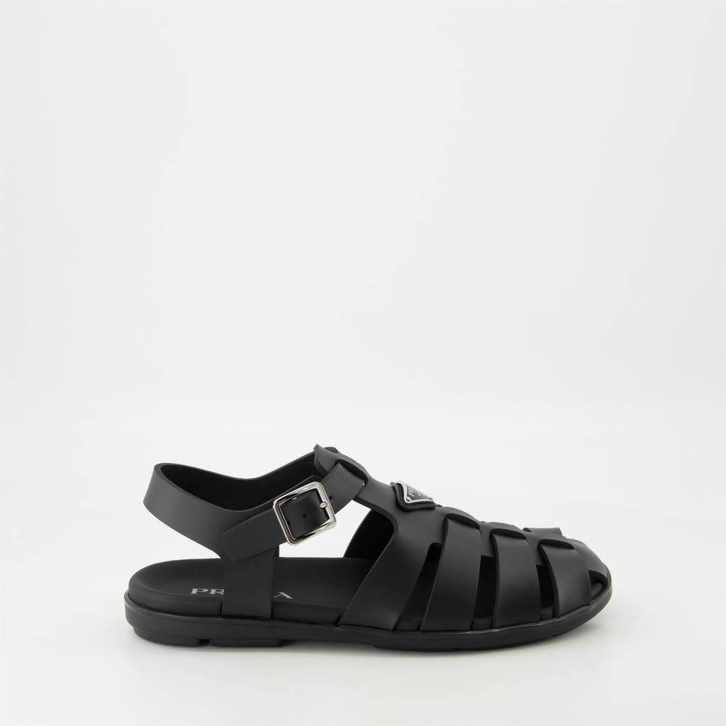 Open shoes Black Rubber Sandals Prada Black Homme