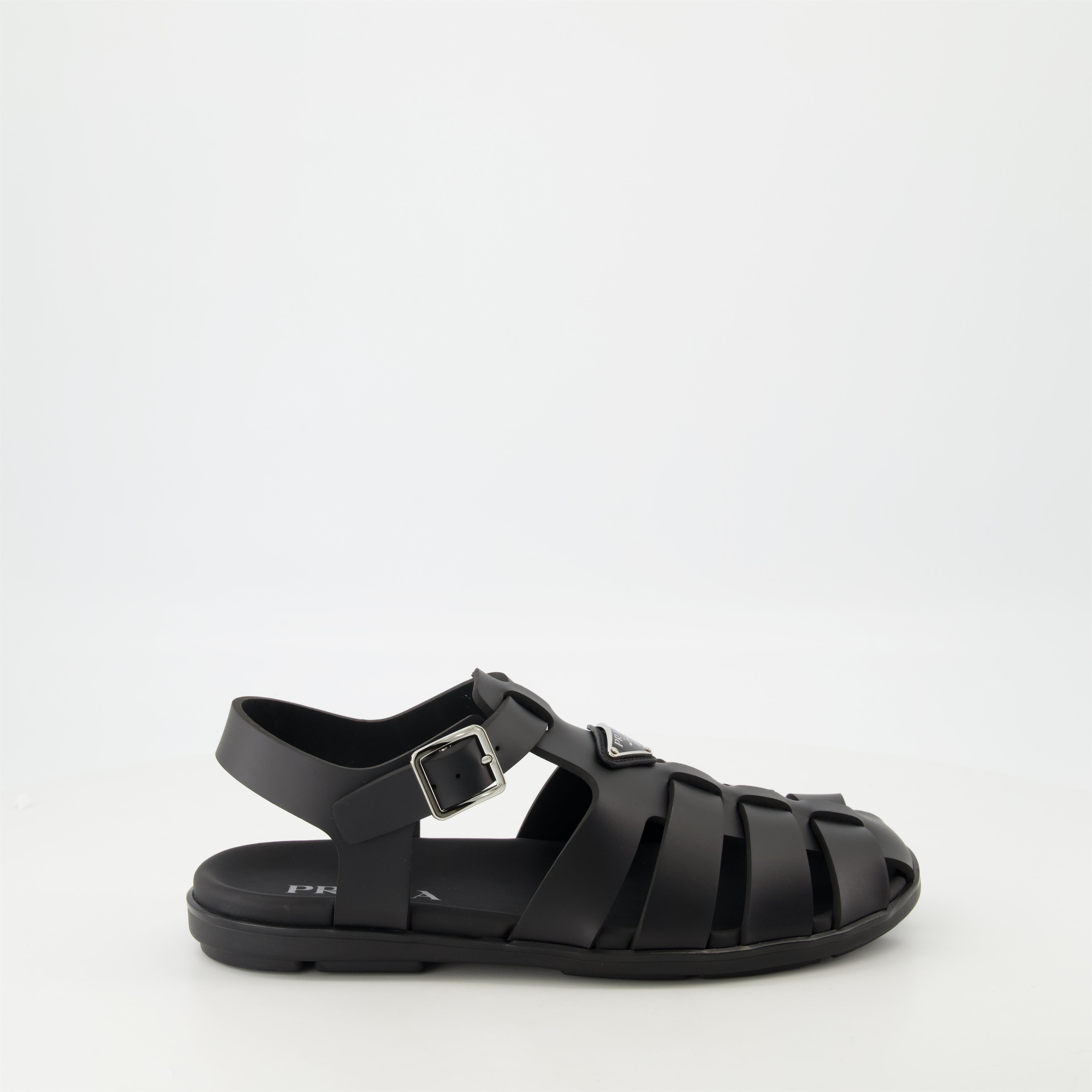 Open shoes Black Rubber Sandals Prada Black Homme