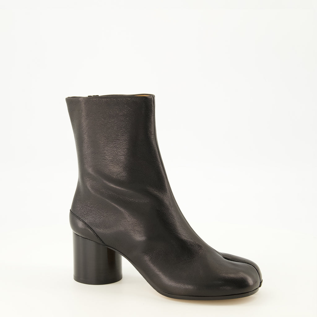 Bottines 블랙 타비 가죽 앵클 부츠 Mm6 Noir Femme