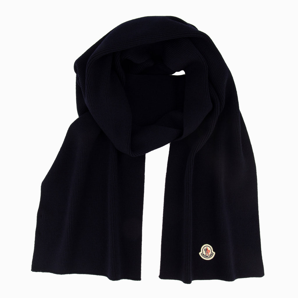 Bild des Moncler Herren Schals aus Marineblauer Wolle - Herbst-Winter Saison 2025 - Rückansicht