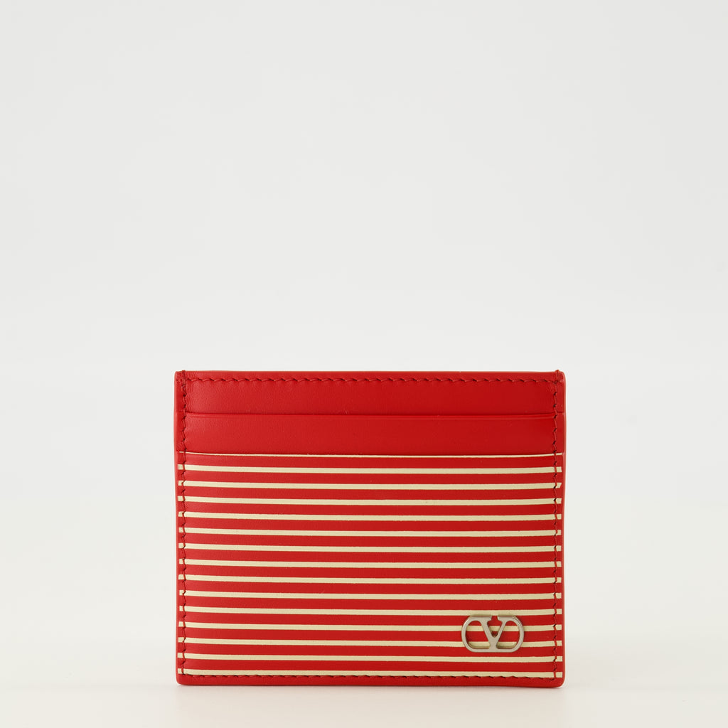 Petite maroquinerie Striped Red Vlogo Card Holder Valentino Garavani Rouge Homme