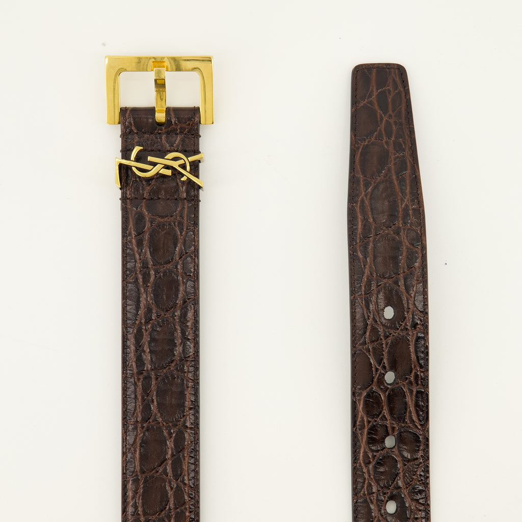 Ceintures Cintura in Pelle di Coccodrillo Cassandre Saint Laurent Marron Femme