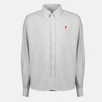 Image of the Ami heart striped white shirt by Ami PARIS for Unisex - Fall-Winter 2025 - Front View