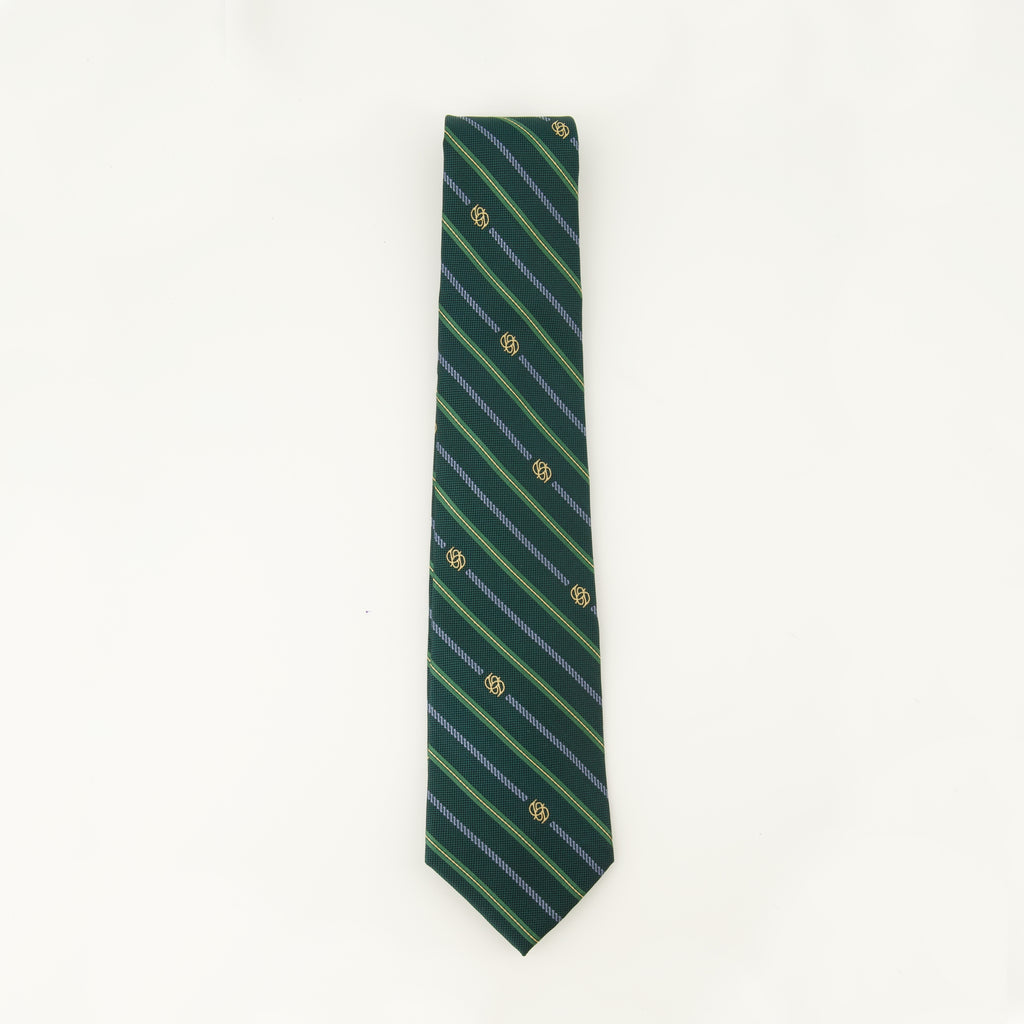 Image of the Monogram Stripe Tie item by Drole De Monsieur for Men - Autumn-Winter Season 2025 - Front View