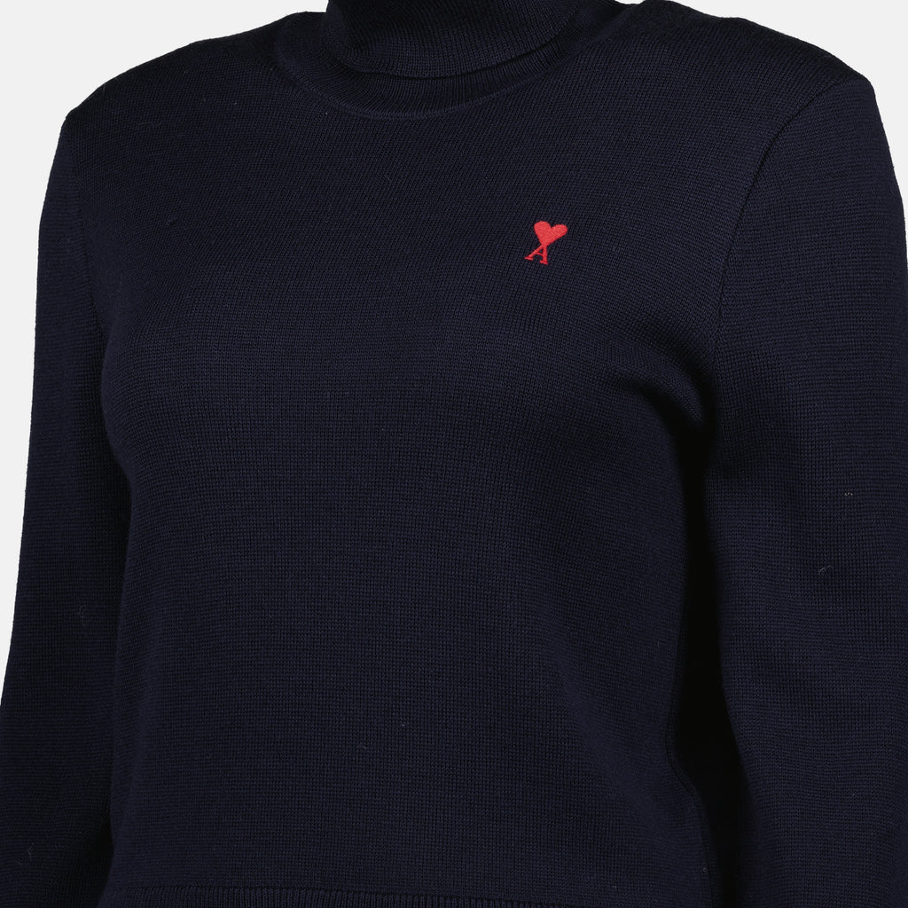 Immagine del maglione con colletto alto Ami de coeur del marchio Ami PARIS per Donna - Stagione Autunno-Inverno 2025 - Vista Dettagliata_1