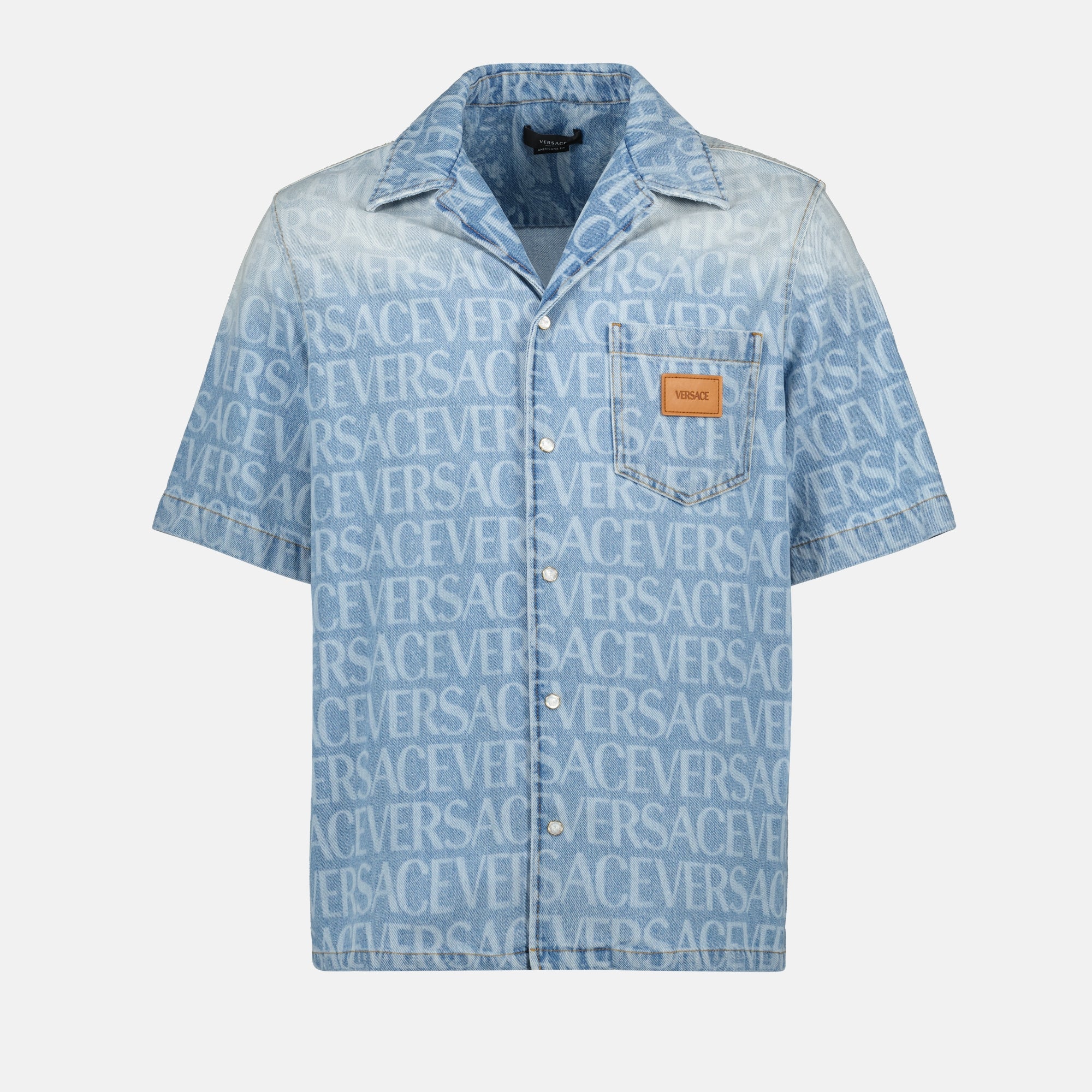 Hemden Chemise en denim Versace Blau Homme