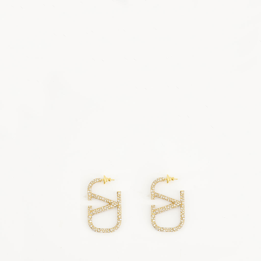Bijoux Pendientes VLogo de metal y cristal Swarovski® Valentino Garavani Doré Femme