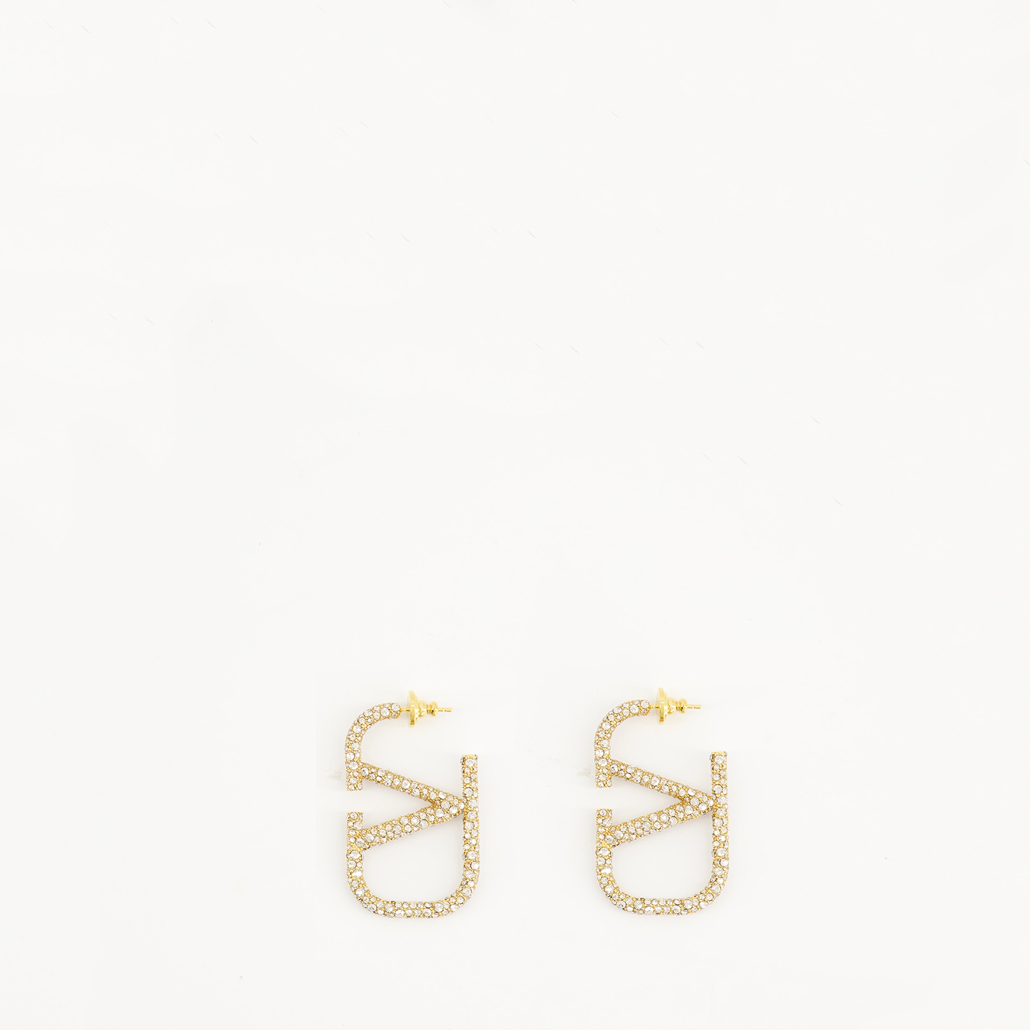 Bijoux VLogoメタルとSwarovski®クリスタルイヤリング Valentino Garavani Doré Femme