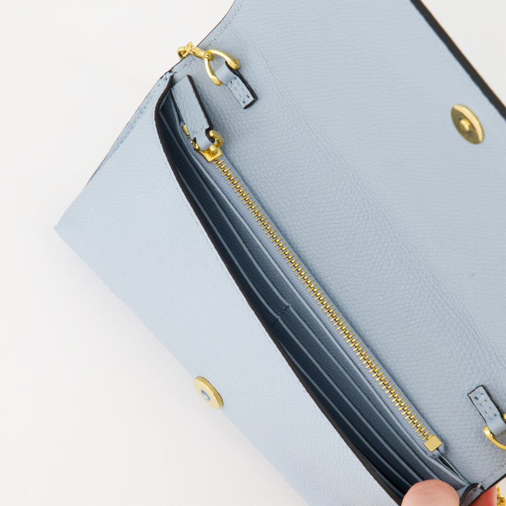 Kleine lederwaren Portefeuille VLogo à chaîne Valentino Garavani Blau Femme