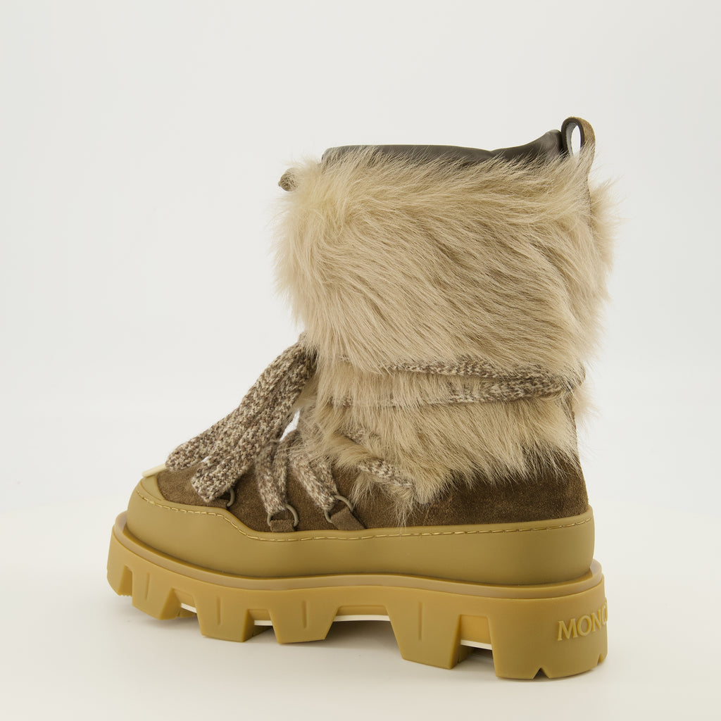 Bottes Peak Shearling Ankle Boots Moncler Marron Femme