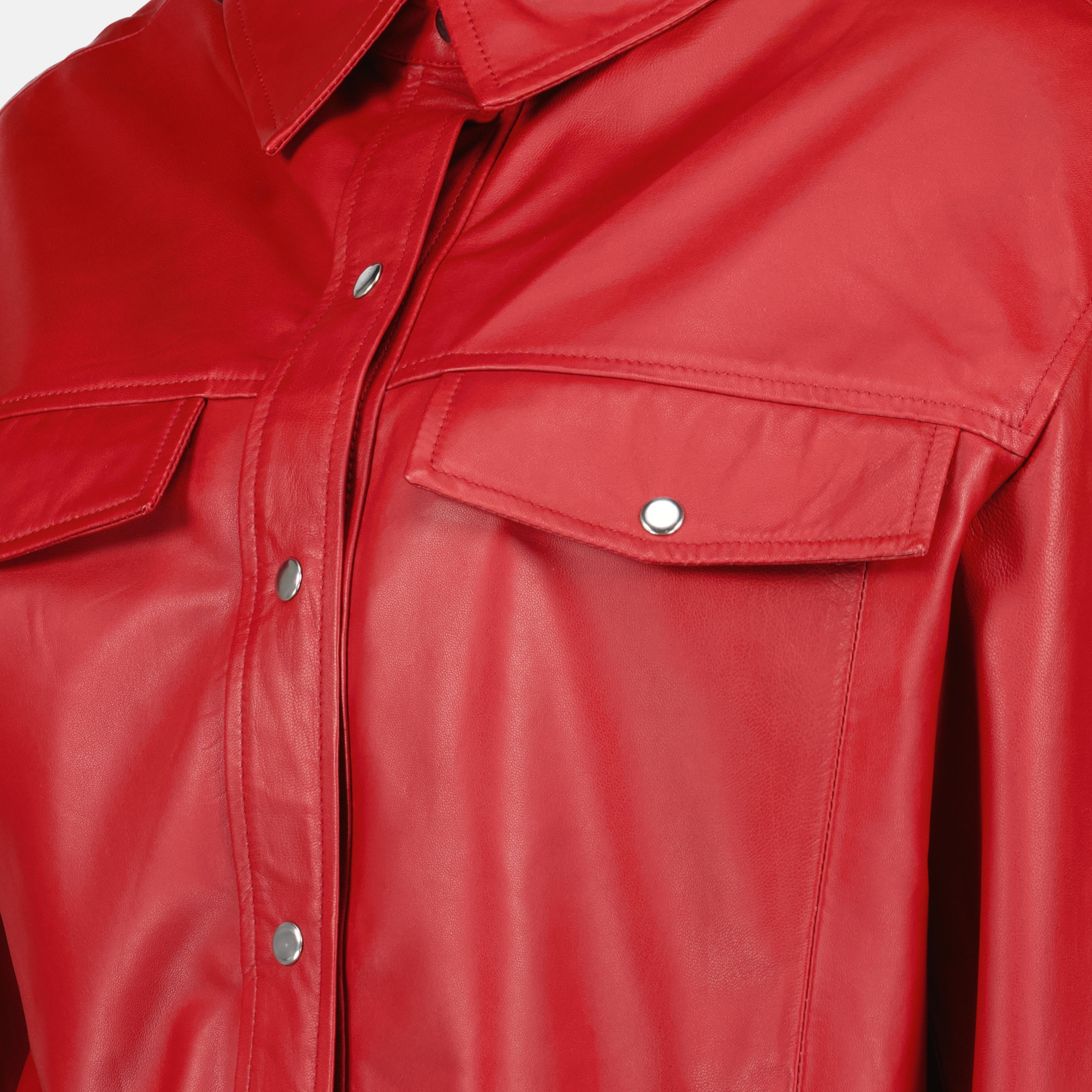 Manteaux Surchemise en cuir rouge Iro Rouge Femme