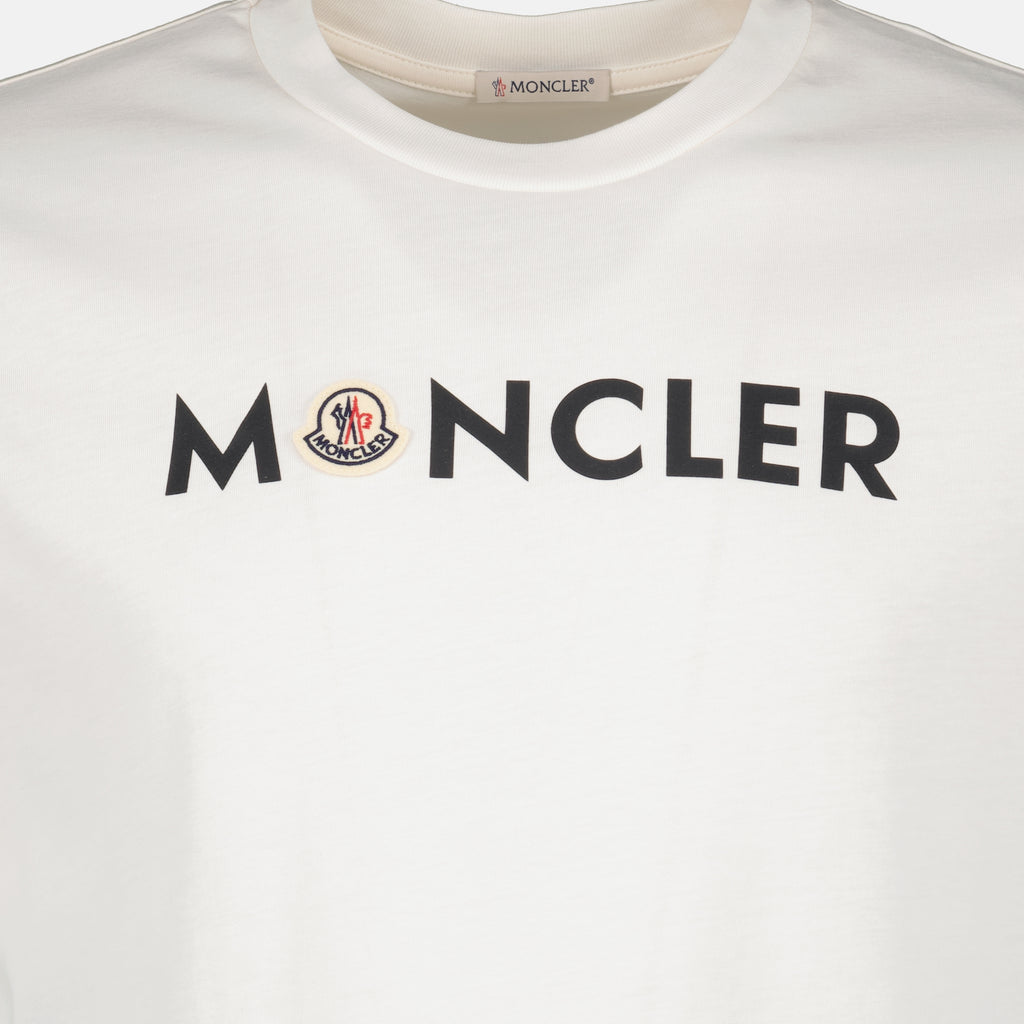 T-shirts Weißes bedrucktes Logo T-Shirt Moncler Blanc Homme