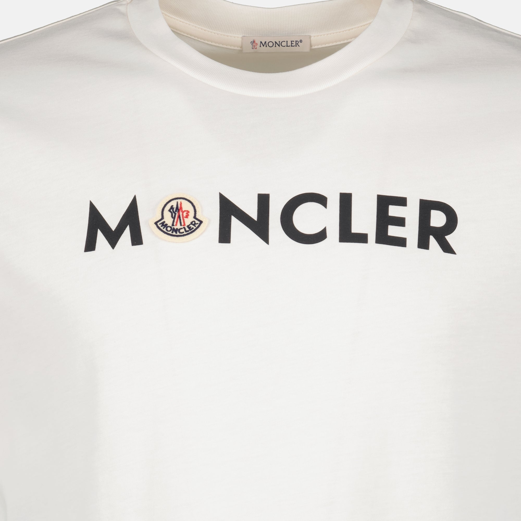 T-shirts Weißes bedrucktes Logo T-Shirt Moncler Blanc Homme